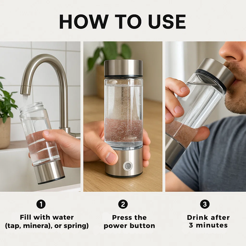 Hydrogen Water Bottle with USB Rechargeable Hydrogen Generator