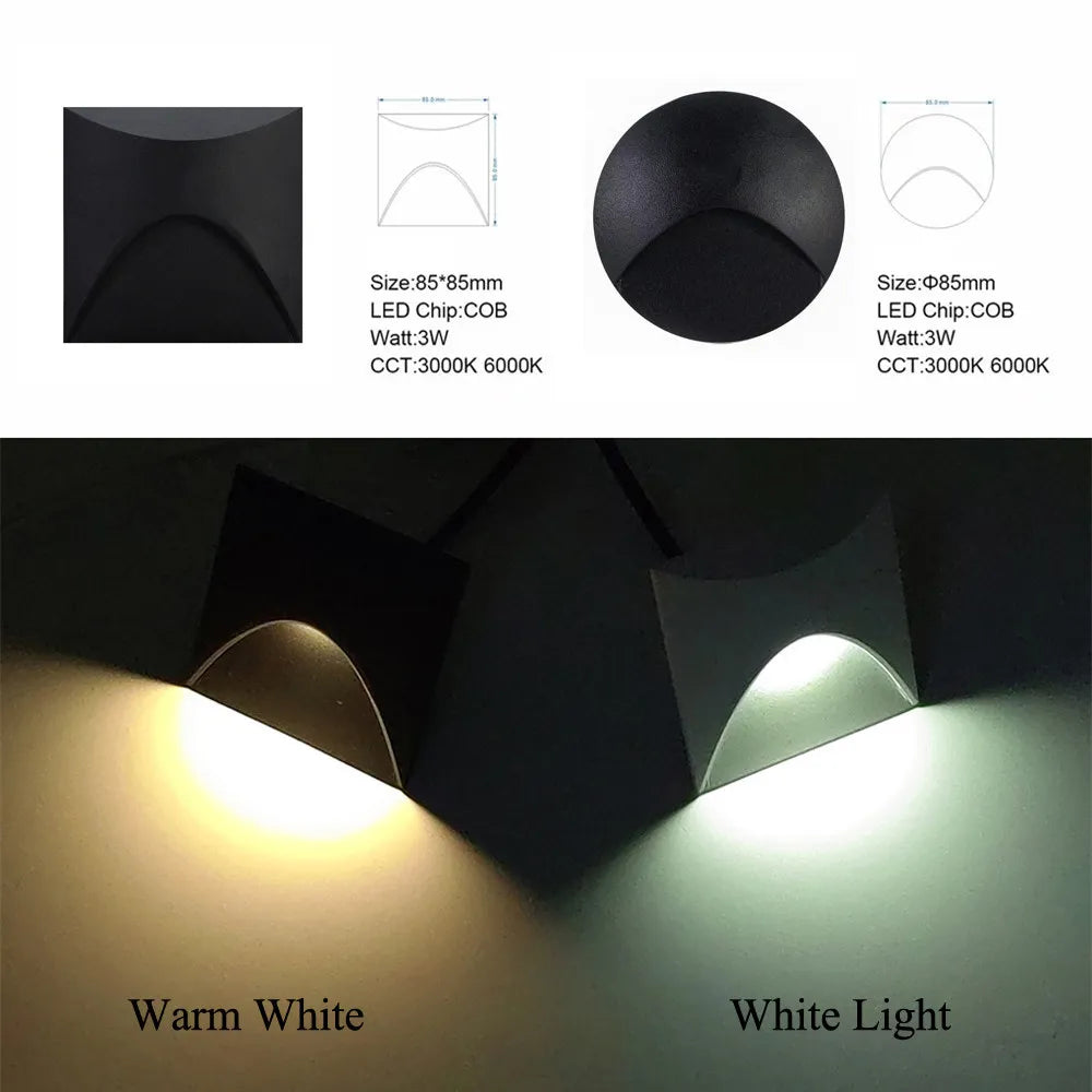 IP65 LED Recessed Outdoor Wall Light 3W Step Stair Lamp