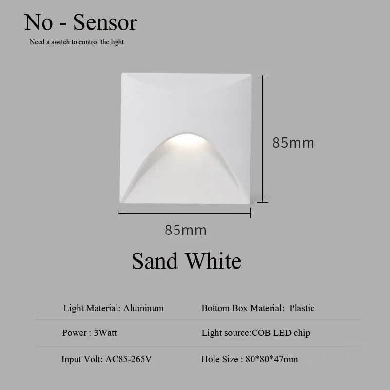 IP65 LED Recessed Outdoor Wall Light 3W Step Stair Lamp