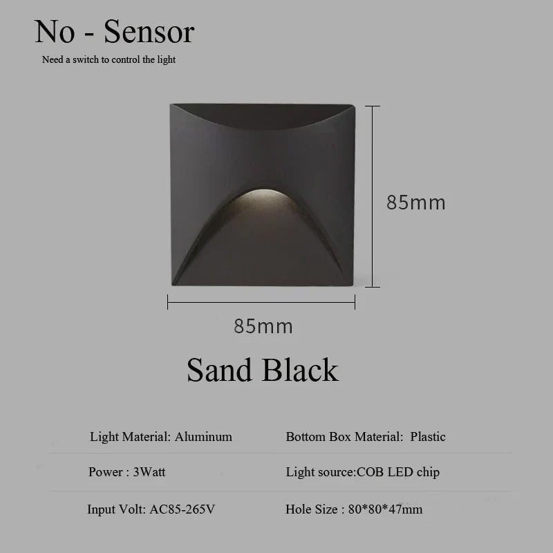 IP65 LED Recessed Outdoor Wall Light 3W Step Stair Lamp