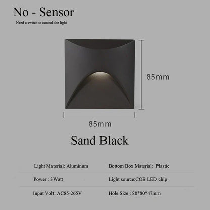 IP65 LED Recessed Outdoor Wall Light 3W Step Stair Lamp
