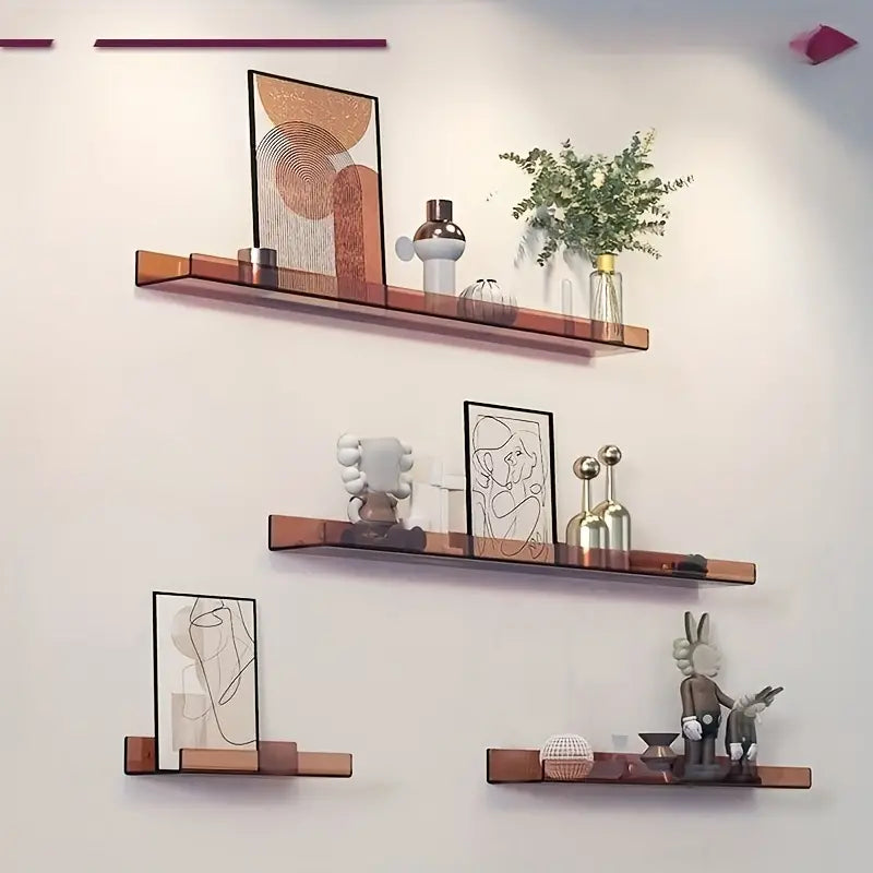 Industrial Floating Wall Shelf MDF Metal Supports