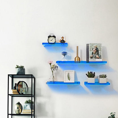 Industrial Floating Wall Shelf MDF Metal Supports