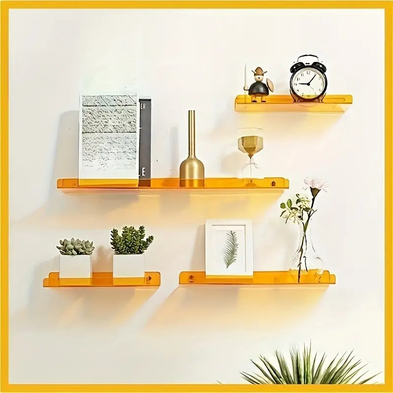 Industrial Floating Wall Shelf MDF Metal Supports