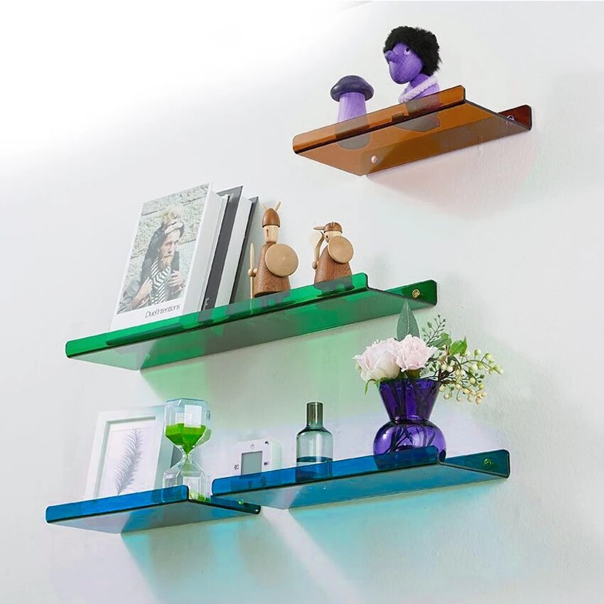 Industrial Floating Wall Shelf MDF Metal Supports