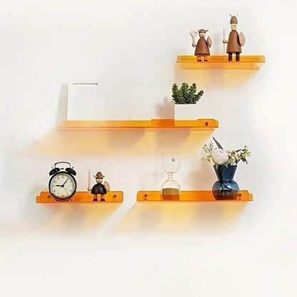 Industrial Floating Wall Shelf MDF Metal Supports