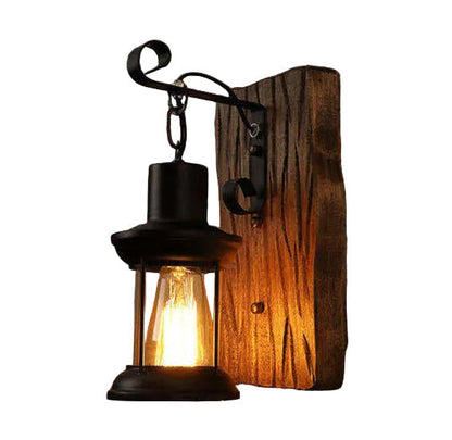 Industrial Iron Wall Light with Clear Glass Shade