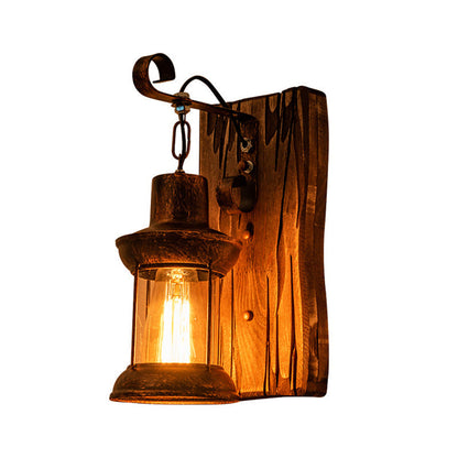 Industrial Iron Wall Light with Clear Glass Shade