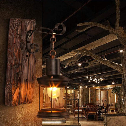 Industrial Iron Wall Light with Clear Glass Shade