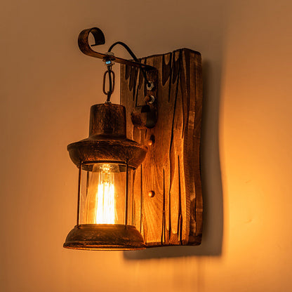 Industrial Iron Wall Light with Clear Glass Shade