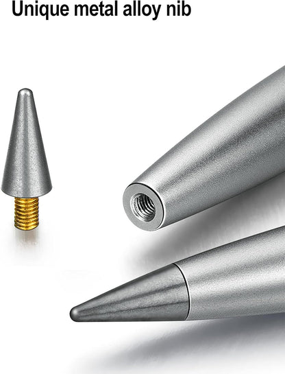 Inkless Metal Pen with Replaceable Tip and Spinning Base