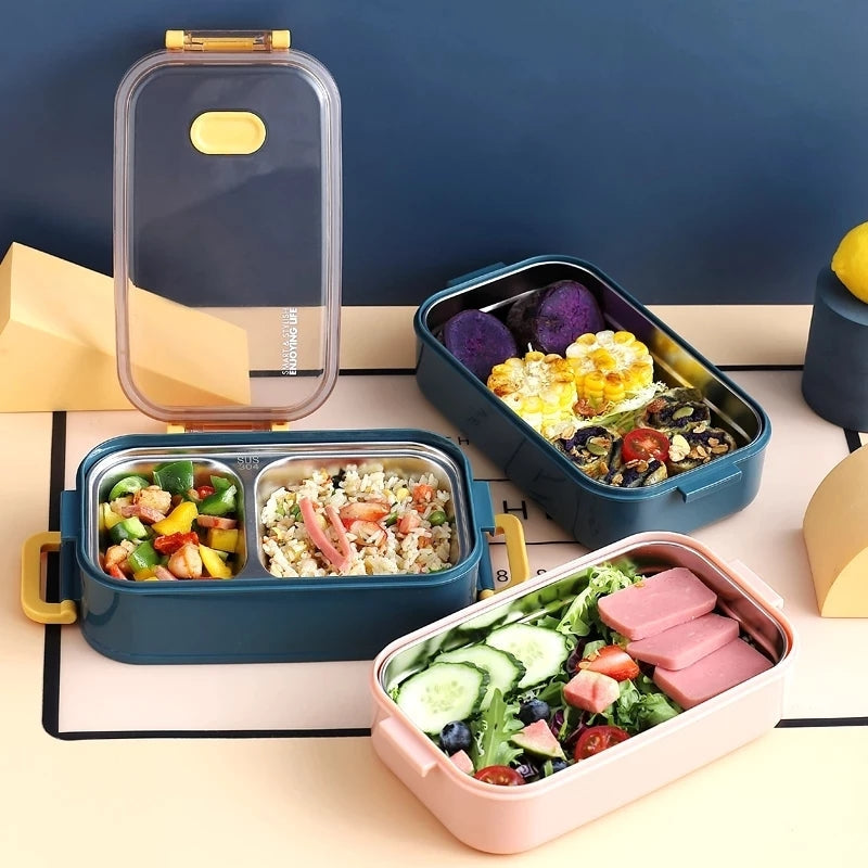 Insulated Stainless Steel Bento Lunch Box with Leakproof Compartments