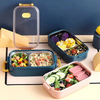 Insulated Stainless Steel Bento Lunch Box with Leakproof Compartments
