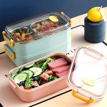 Insulated Stainless Steel Bento Lunch Box with Leakproof Compartments