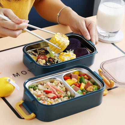 Insulated Stainless Steel Bento Lunch Box with Leakproof Compartments