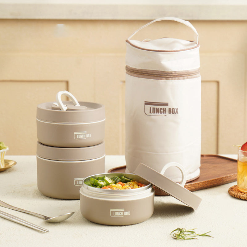 Insulated Stainless Steel Lunch Box with Carry Bag