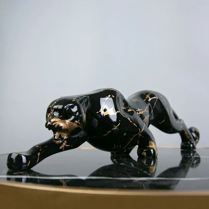 Jaguar Stone Sculpture Decorative Animal Statue