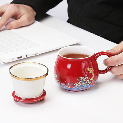 Japanese Porcelain Tea Infuser Mug with Lid