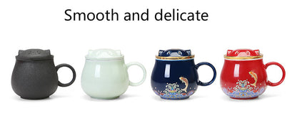 Japanese Porcelain Tea Infuser Mug with Lid