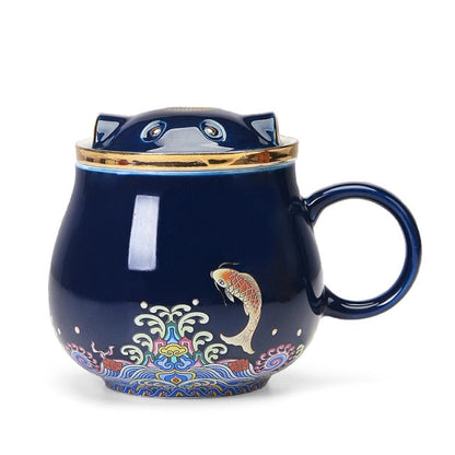 Japanese Porcelain Tea Infuser Mug with Lid
