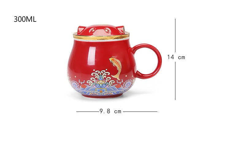 Japanese Porcelain Tea Infuser Mug with Lid
