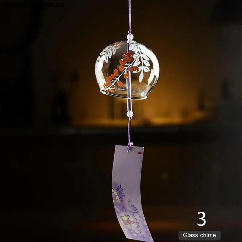 Japanese Style Glass Wind Chime With Decorative Pendant