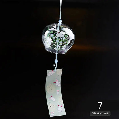 Japanese Style Glass Wind Chime With Decorative Pendant