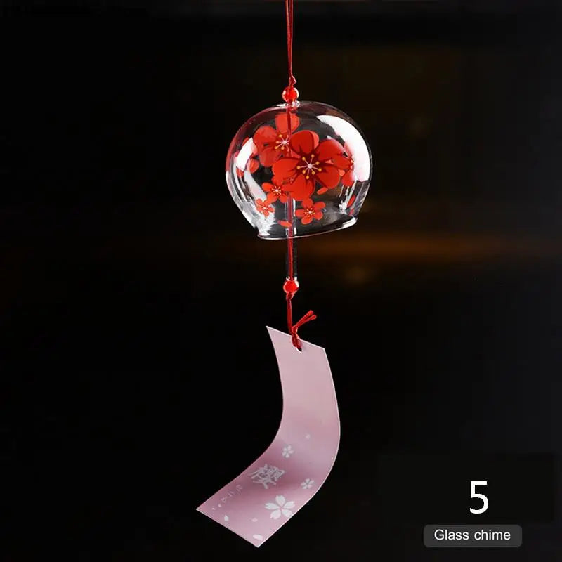 Japanese Style Glass Wind Chime With Decorative Pendant