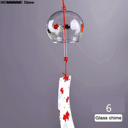 Japanese Style Glass Wind Chime With Decorative Pendant