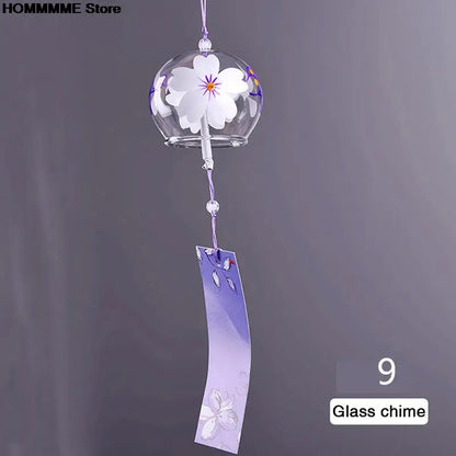 Japanese Style Glass Wind Chime With Decorative Pendant