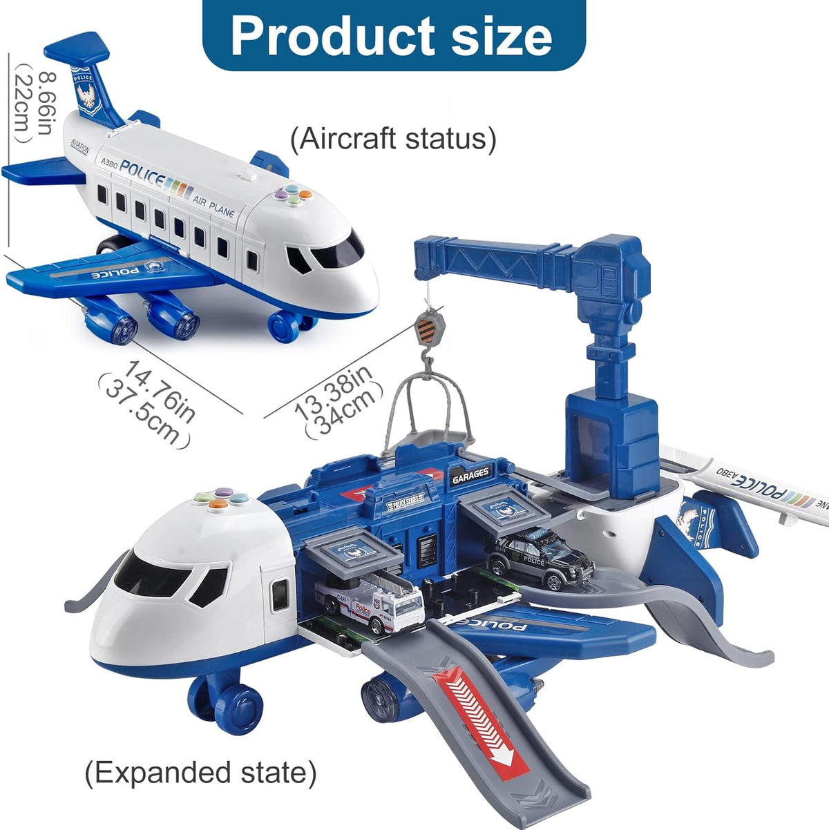 Kids Airplane Playset with Vehicles and Airport Accessories