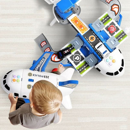 Kids Airplane Playset with Vehicles and Airport Accessories
