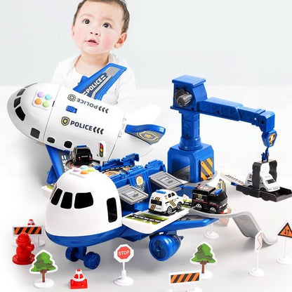 Kids Airplane Playset with Vehicles and Airport Accessories
