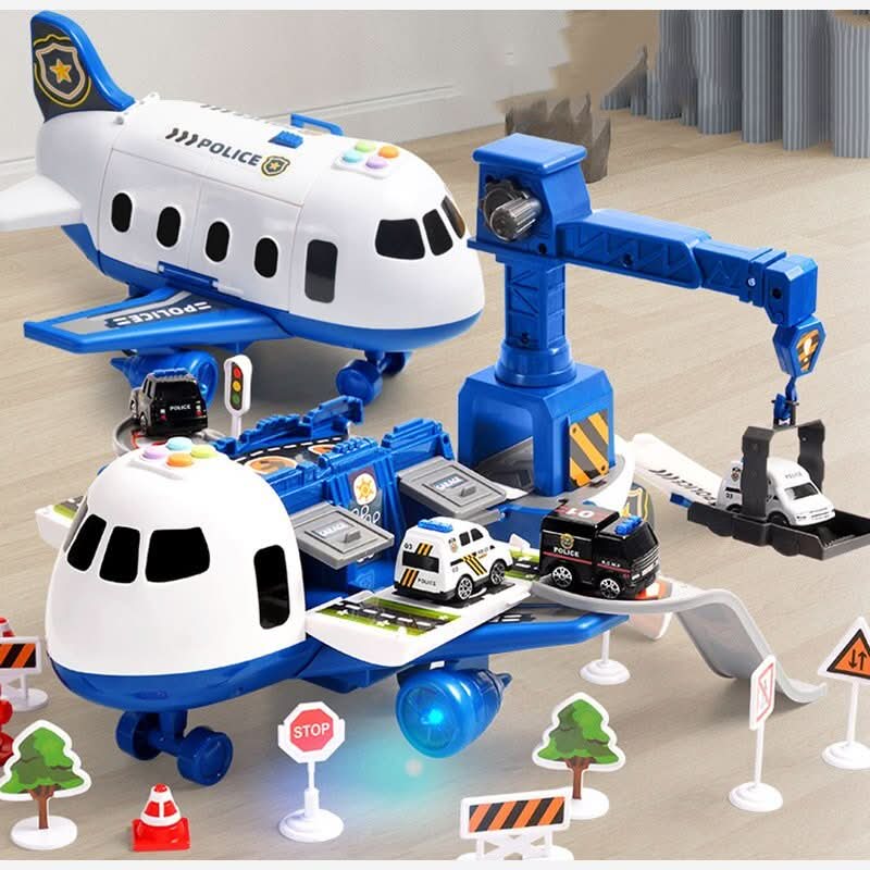 Kids Airplane Playset with Vehicles and Airport Accessories