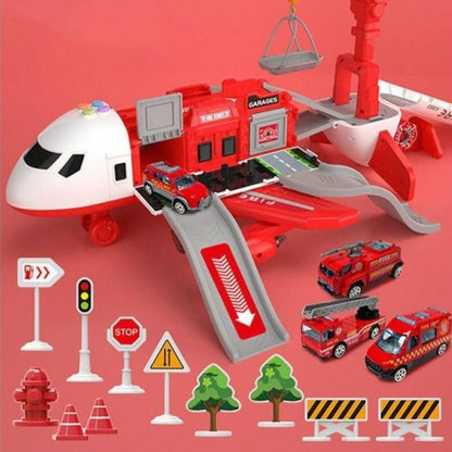 Kids Airplane Playset with Vehicles and Airport Accessories