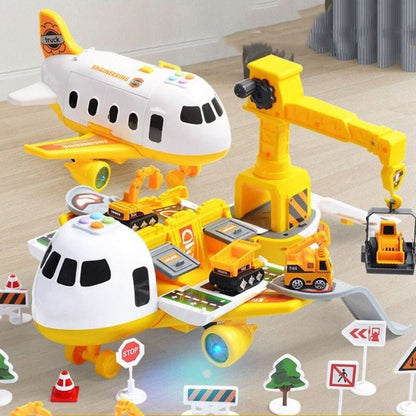 Kids Airplane Playset with Vehicles and Airport Accessories