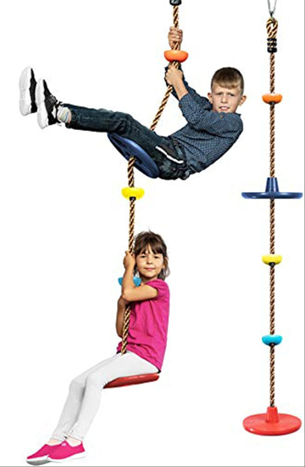 Kids Tree Swing with Climbing Rope and Platforms