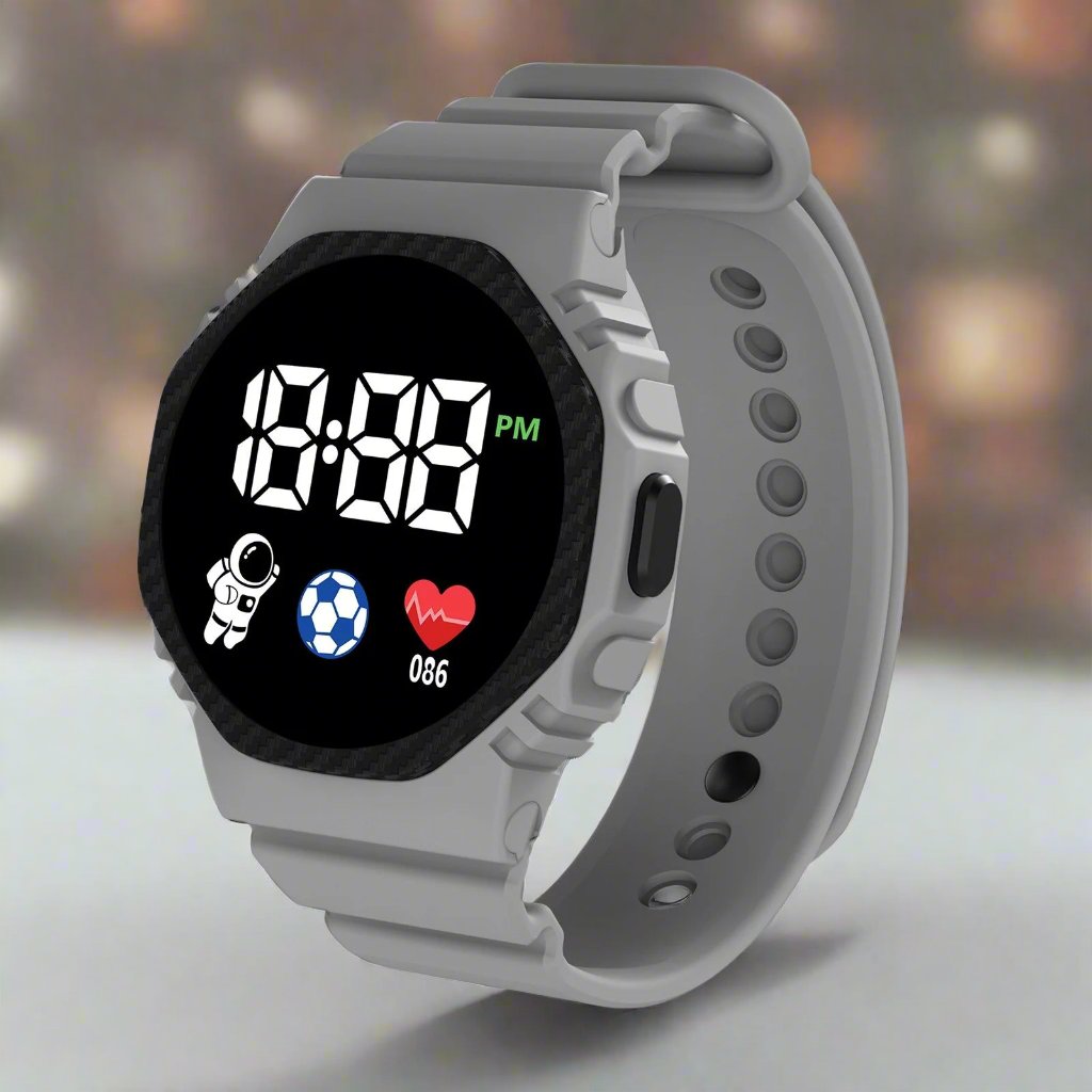 Kids Waterproof LED Digital Watch with Calendar Display