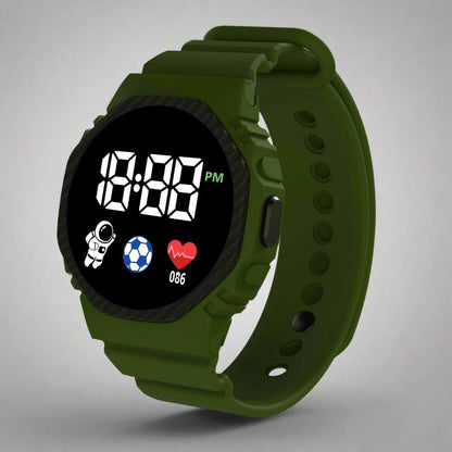 Kids Waterproof LED Digital Watch with Calendar Display