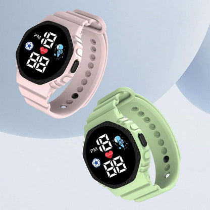 Kids Waterproof LED Digital Watch with Calendar Display