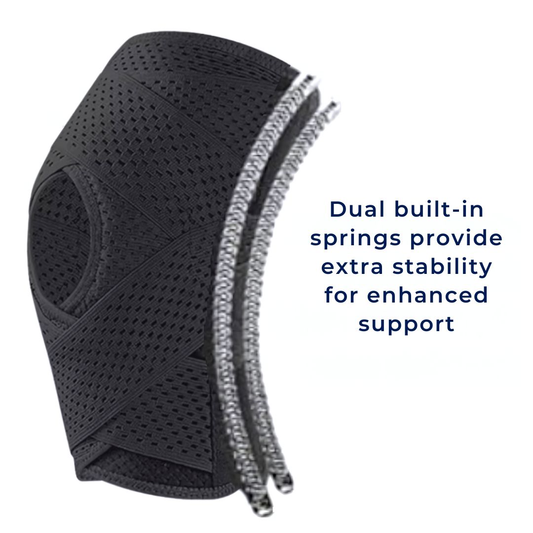 Knee Support Brace with Compression Springs and Adjustable Straps