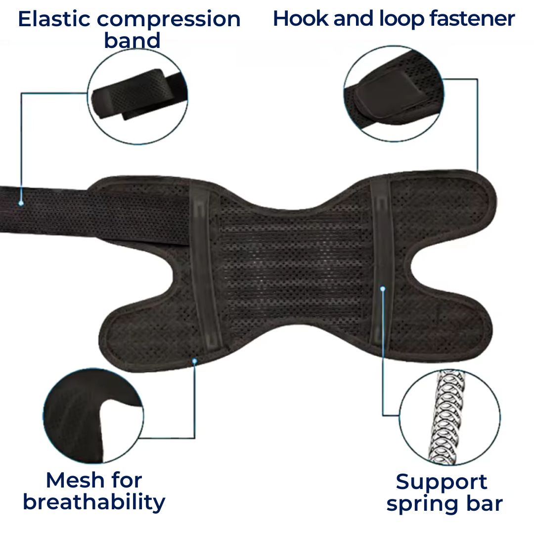 Knee Support Brace with Compression Springs and Adjustable Straps