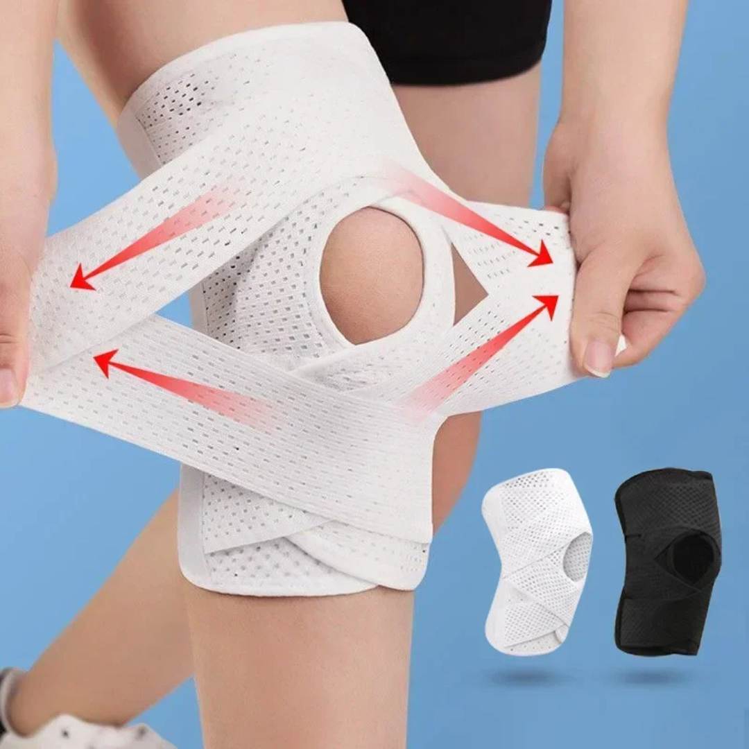 Knee Support Brace with Compression Springs and Adjustable Straps