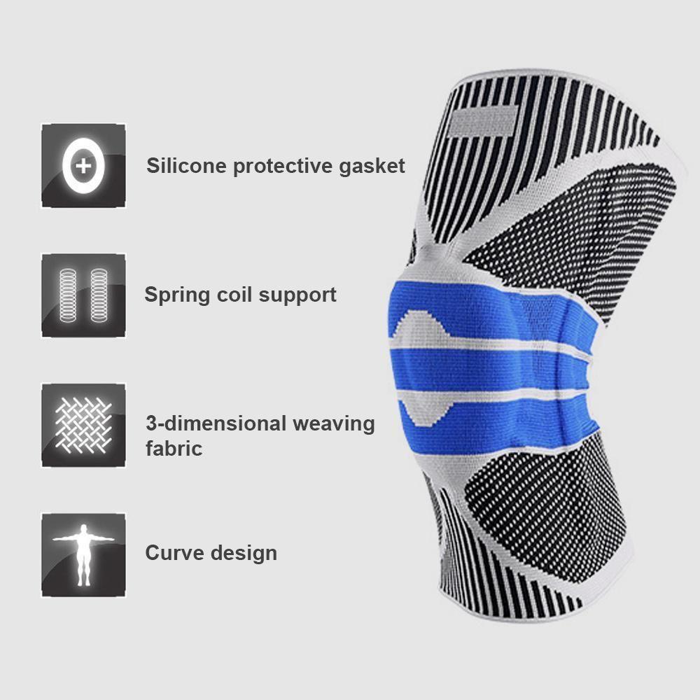 Knee Support Brace with Spring Stabilizers and Silicone Pads