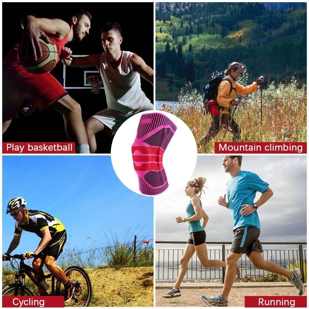 Knee Support Brace with Spring Stabilizers and Silicone Pads