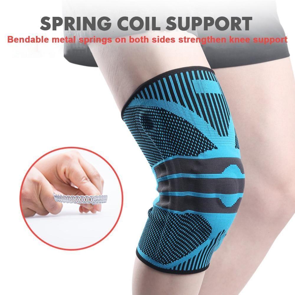 Knee Support Brace with Spring Stabilizers and Silicone Pads