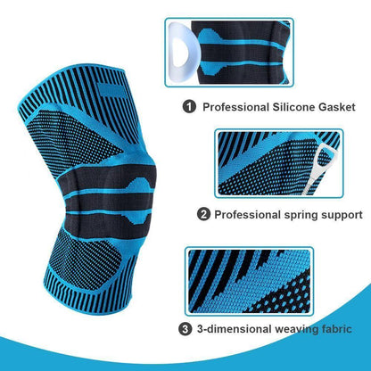 Knee Support Brace with Spring Stabilizers and Silicone Pads