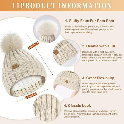 Knitted Winter Hat Scarf and Touchscreen Gloves Set