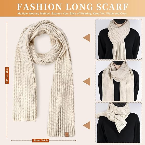 Knitted Winter Hat Scarf and Touchscreen Gloves Set