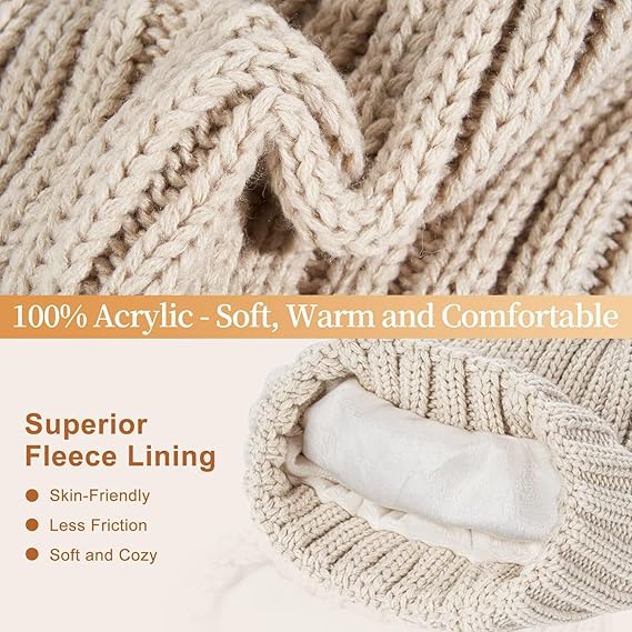 Knitted Winter Hat Scarf and Touchscreen Gloves Set